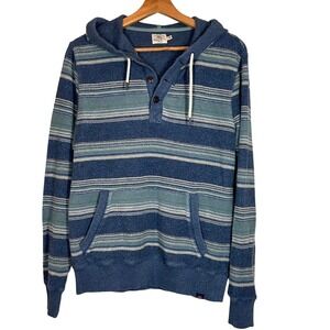 Faherty Brand Men's Striped Cotton Hoodie Pullover Size S Blue Green Beige